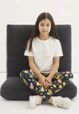 Леггинсы с коктейлями в темно-синем и зеленом цвете