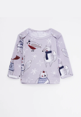 Лонгслив из хлопка с новогодним принтом