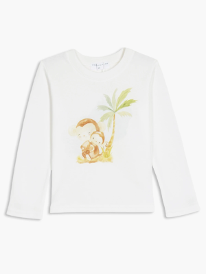 Лонгслив из хлопка с принтом обезьянки