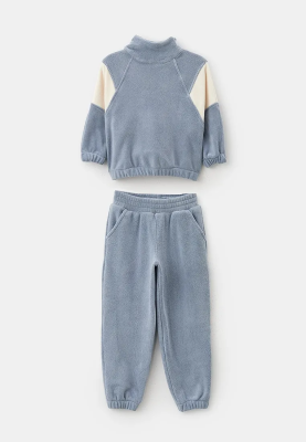 Костюм из флиса для девочек в голубом и молочном цвете