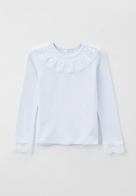 Лонгслив с кружевом на горловине и рукавах