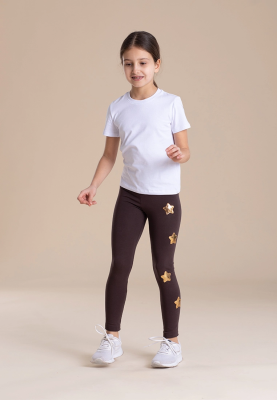 Леггинсы со звездами в кофейном цвете
