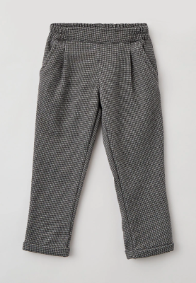 Брюки укороченные из мягкого костюмного трикотажа в мелкую клетку