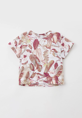 Футболка из трикотажа с принтом  растения в винтажном стиле 