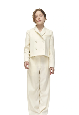 Брюки из костюмной ткани кремового цвета для девочек