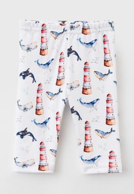 Брюки для малышей из хлопка с принтом киты