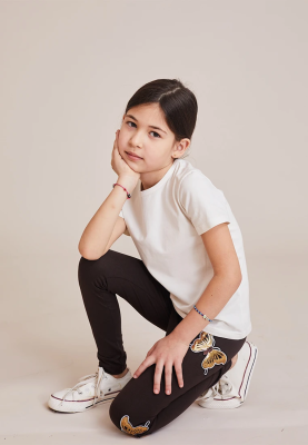 Леггинсы с большими бабочками в кофейном цвете