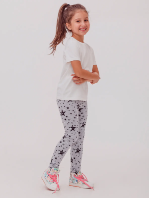 Леггинсы из рибаны со звездами в сером цвете