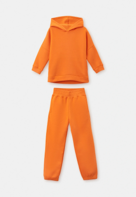 Костюм спортивный их футера с утеплителем в оранжевом цвете