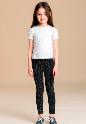 Леггинсы черного цвета в горошек