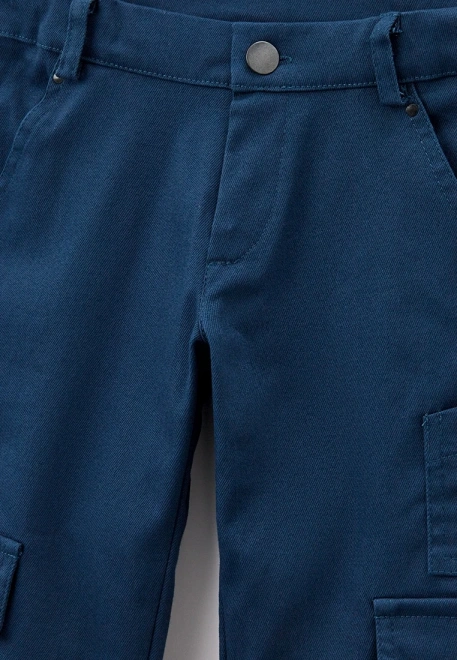 Брюки карго для мальчика из денима синего цвета