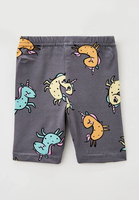Капри для малышей с принтом единорожки на сером
