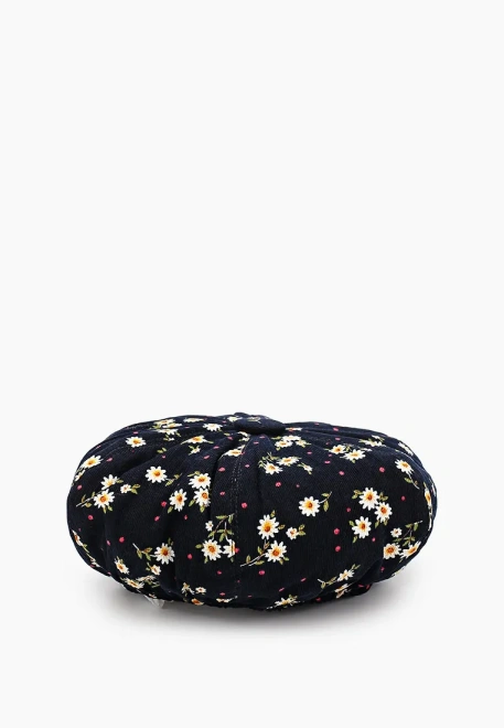 Берет из хлопкового микровельвета в цветочек Берет из хлопкового микровельвета в цветочек