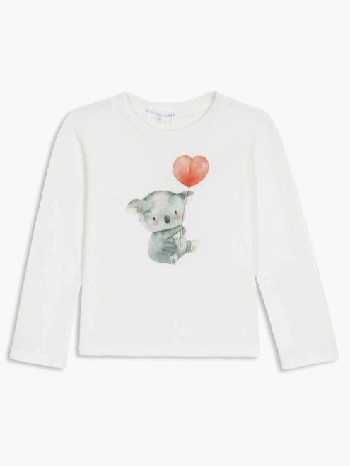 Лонгслив из хлопка с принтом коала с сердечком