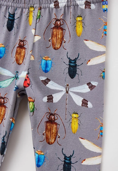 Леггинсы для малышей с рисунком насекомые на сером фоне