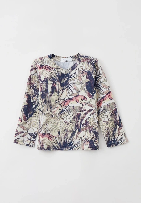 Лонгслив прямого кроя с рисунком в винтажном стиле