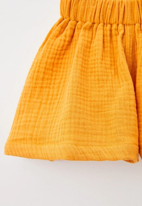 Шорты из муслина на резинке в горчичном цвете