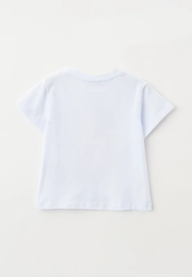 Футболка белая свободная с объемным принтом из слов FOREVER YOUNG 