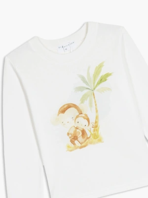 Лонгслив из хлопка с принтом обезьянки