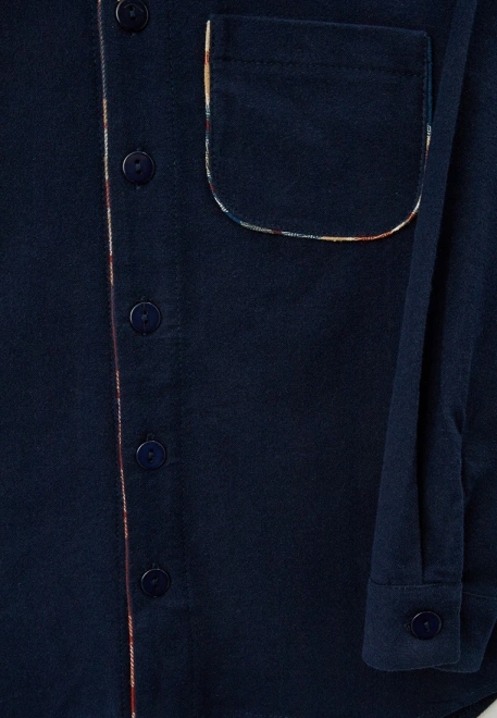 Рубашка темна-синяя  из фланели на мальчика