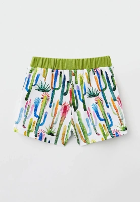 Костюм с футболкой и шортами из трикотажного хлопка с принтом кактусы