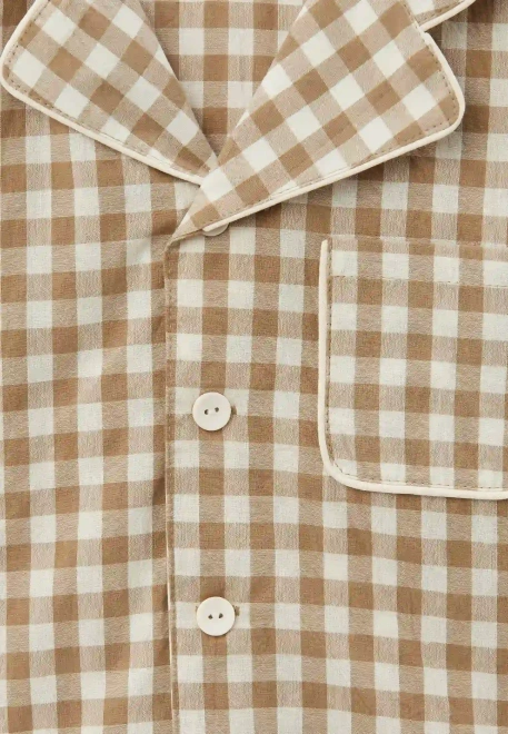 Пижама Джиди из хлопка в клетку оливкового цвета