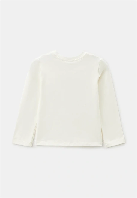 Лонгслив молочного цвета с ярким рисунком 