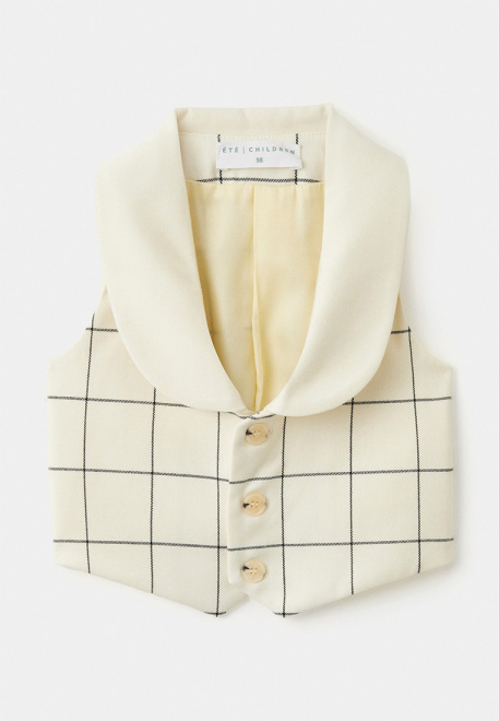 Жилет в клетку молочного цвета для мальчиков