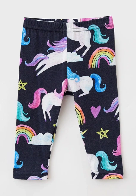 Леггинсы для малышей с ярким принтом единороги на темно-синем