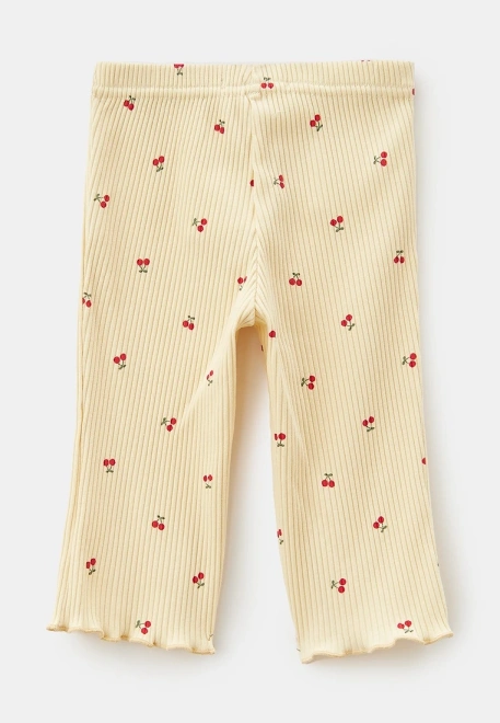 Комплект из лонгслива и брюк из ткани в рубчик с принтом вишенки