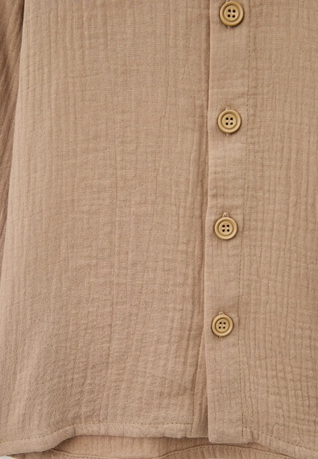 Рубашка на мальчика с длинными рукавами из муслина бежевая