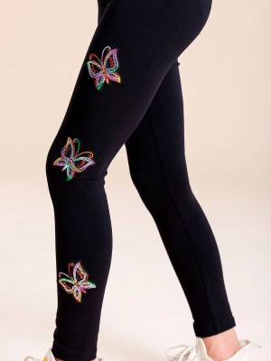 Леггинсы с бабочками в черном цвете