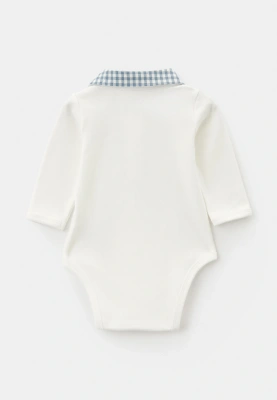 Боди Эш с воротником в молочном и голубом цвете