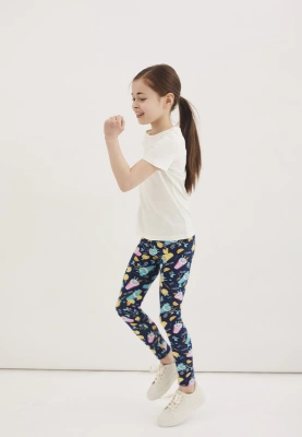 Леггинсы с коктейлями в темно-синем и голубом цвете