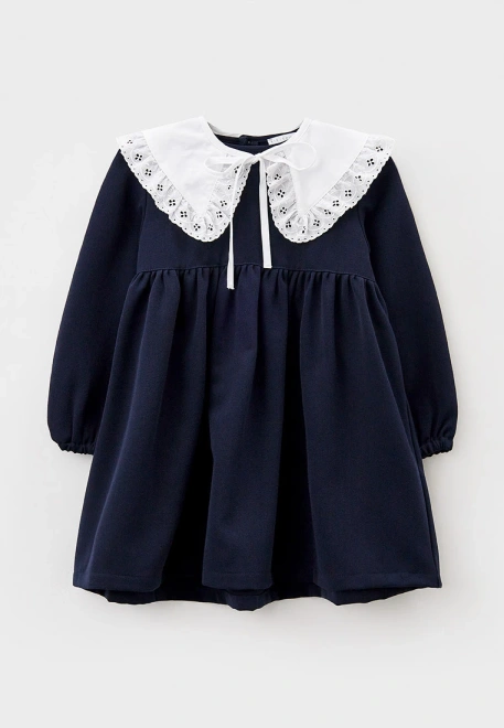 Платье с отрезными лифом из костюмной ткани и съемным белым воротником 