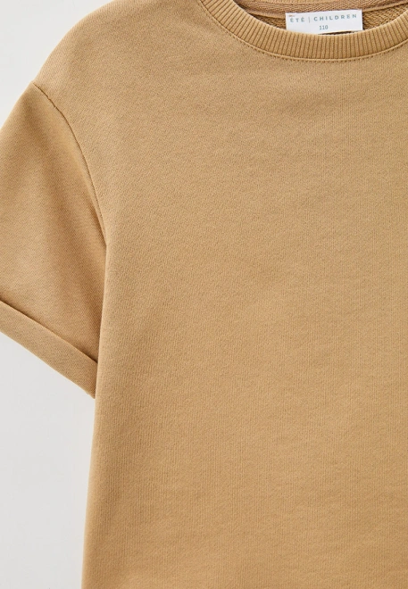 Костюм свободный с шортами из футера бежевый