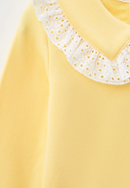 Костюм из свитшота с воротником с оборками и широкими брюками