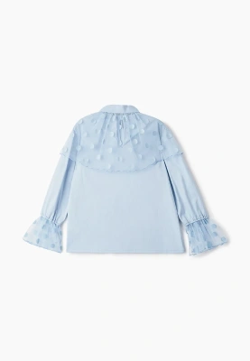 Блузка из рубашечной ткани со съемным воротником из сетки в горох