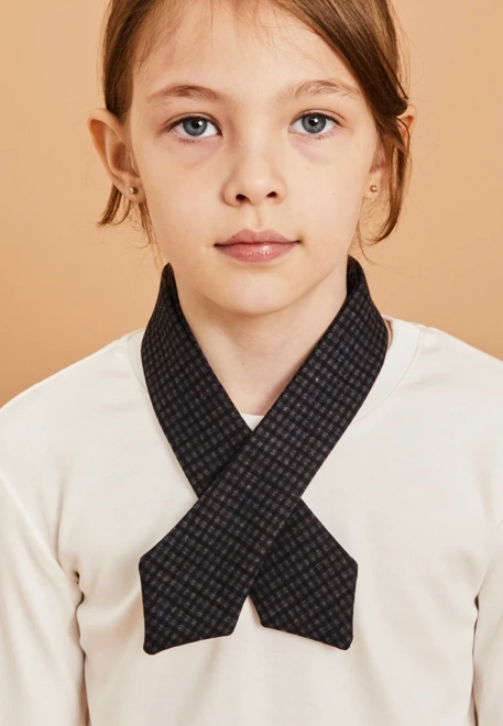 Галстук школьный на кнопке из неопрена в клетку