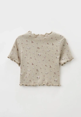 Футболка укороченная из ткани в рубчик