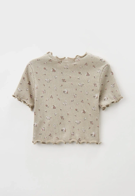 Футболка укороченная из ткани в рубчик