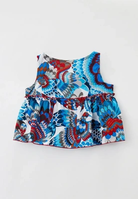 Блузка укороченная из тонкого цветного батиста