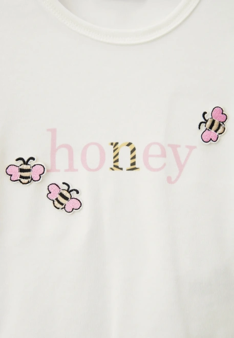 Комплект для малышей с пчелками в розовом и молочном цвете