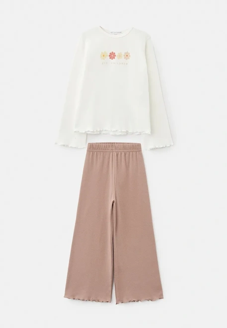 Пижама с принтом в темно-бежевом цвете для девочек