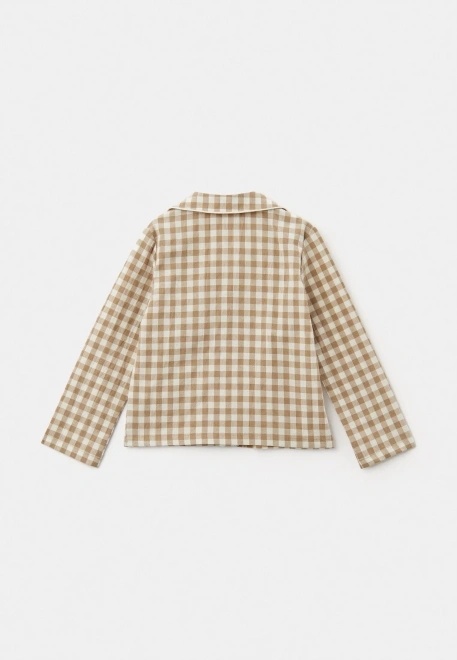 Пижама Джиди из хлопка в клетку оливкового цвета