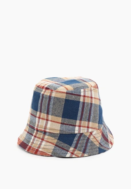 Панама в синюю клетку из теплого хлопка