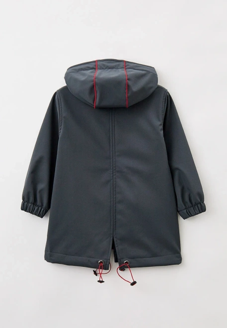 Парка из ветрозащитного и влагоустойчивого материала софтшелл в темно-сером цвете
