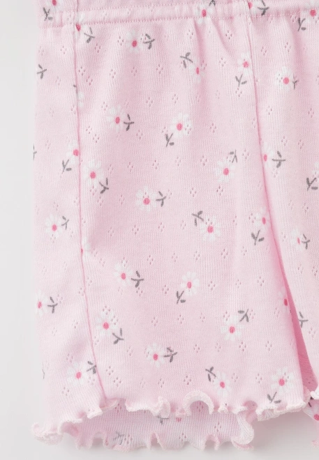 Шорты из перфорированного хлопка с принтом ромашки