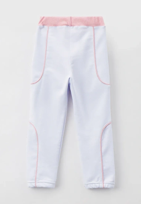 Костюм спортивный из белого футера с контрастным кантом и манжетами