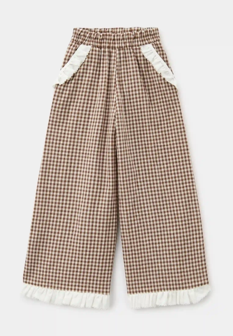 Брюки Моти из хлопка коричневого цвета в белую клетку